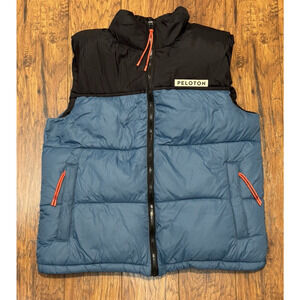 Peloton Aspen Puffer Vest Black/Blue Full Zip Insulated - Women's Size M
